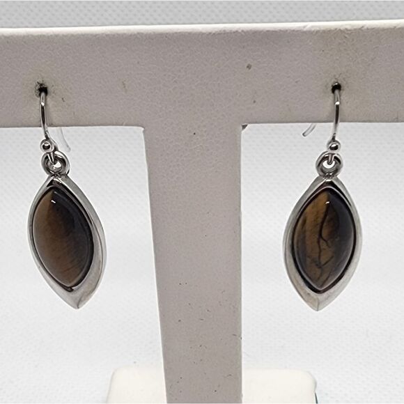 Lia Sophia Fawn Tiger's Eye Stone Dangling Earrings - Picture 1 of 4